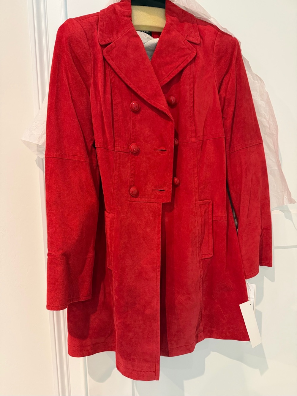 Worth Women's Red Suede Double-Breasted Coat NWT Size P
